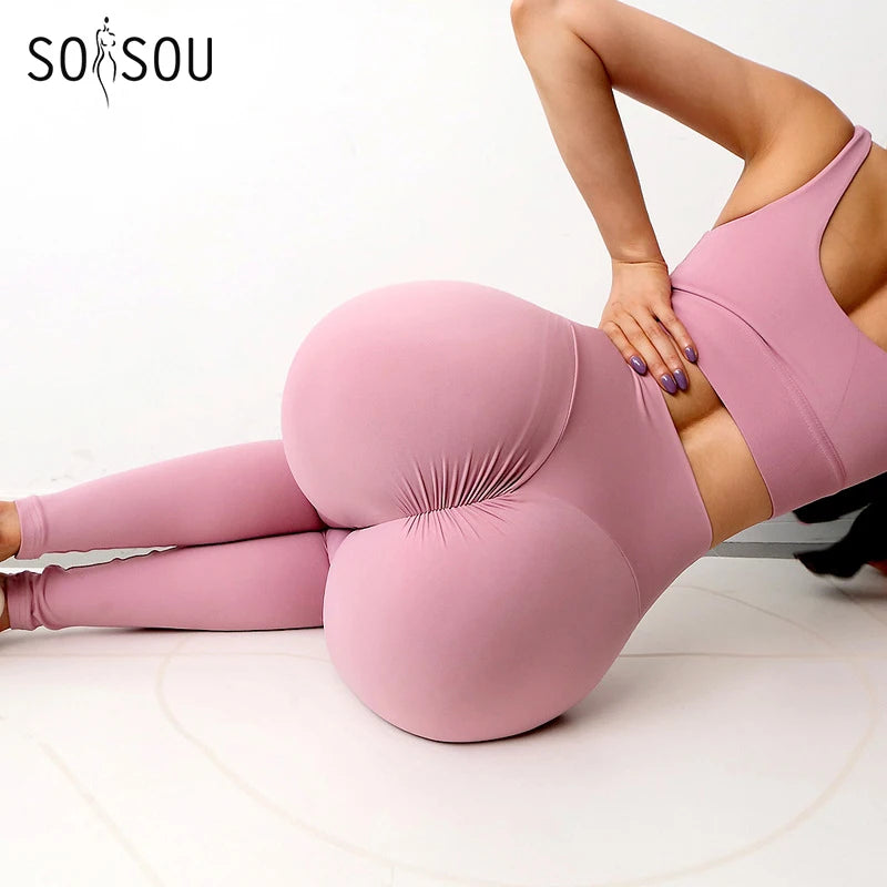 Women's High-Waist Scrunch Butt Yoga Leggings – Nylon