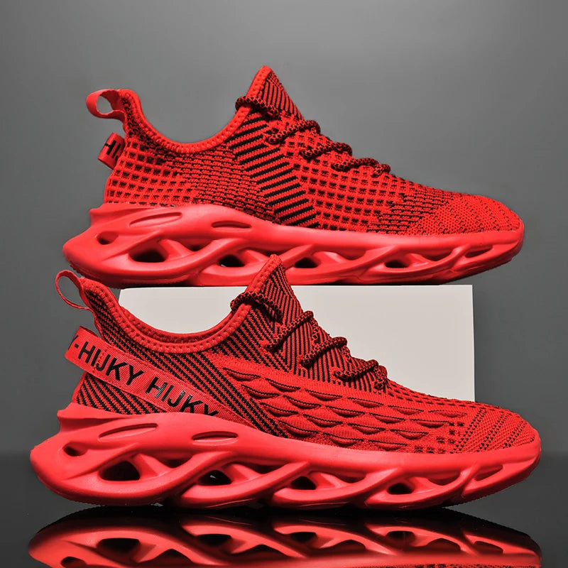 Men's Blade Sole Running Sneakers – Breathable Knit Luxury Trainer