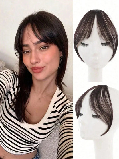 Synthesis Wig Middle-Part Bangs Hair Extensions Clip Forehead Natural Seamless French Oblique
