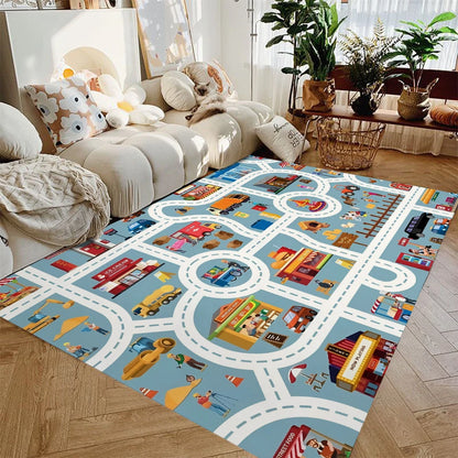 Kids Car Play Mat – City Road Map Rug for Boys & Girls