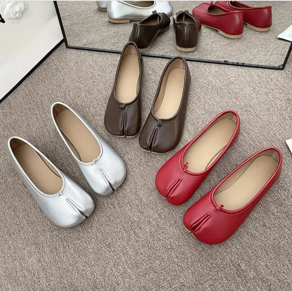 Split Toe Tabi Flat Loafers for Women – Soft Leather Mary Jane Flats