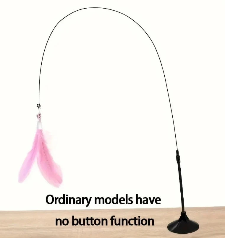 Cat Feather Wand Toy with Suction Cup Base
