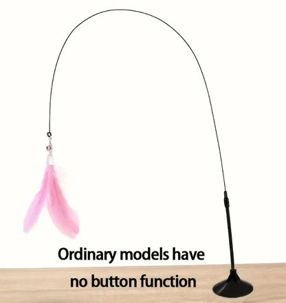 Cat Feather Wand Toy with Suction Cup Base