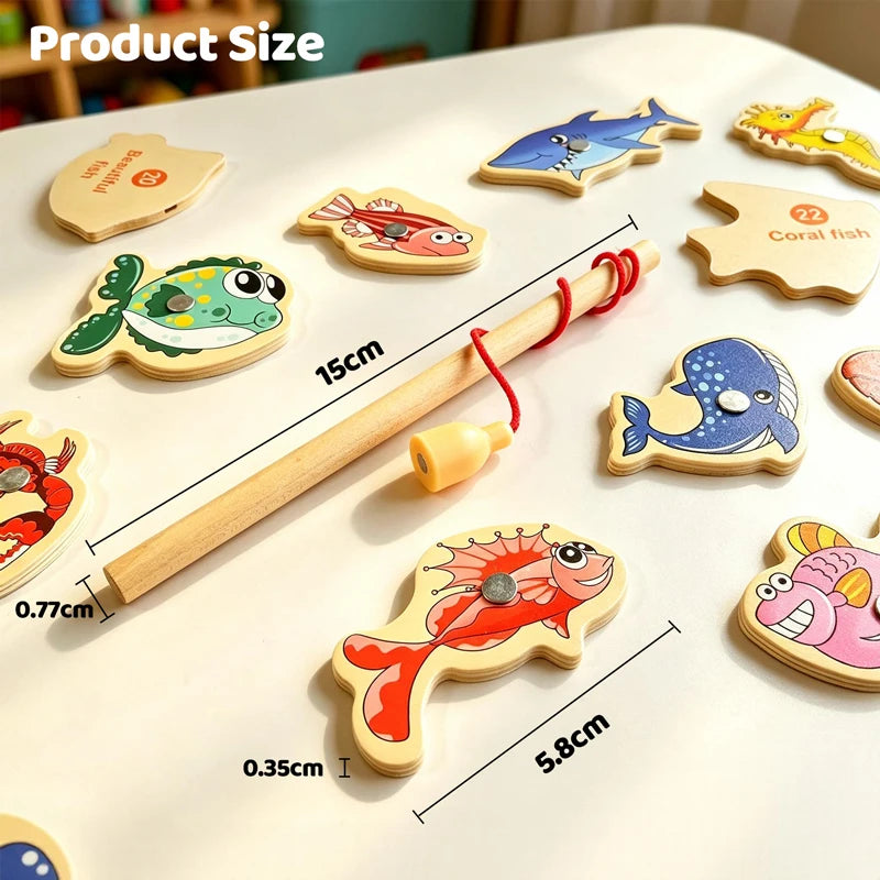 Wooden Magnetic Fishing Toy – Montessori Ocean Learning Game for Kids