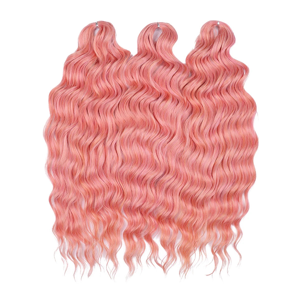 Anna 24 Inch Synthetic Hair Water Wave Braiding Extensions Ombre Blonde Deep Afro Curl Twist Crochet
