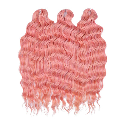 Anna 24 Inch Synthetic Hair Water Wave Braiding Extensions Ombre Blonde Deep Afro Curl Twist Crochet