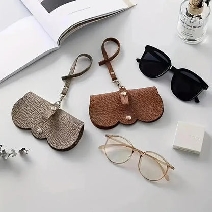 Litchi PU Leather Hanging Glasses Case – Portable Eyewear Holder
