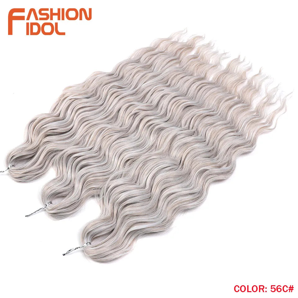 Anna 24 Inch Synthetic Hair Water Wave Braiding Extensions Ombre Blonde Deep Afro Curl Twist Crochet