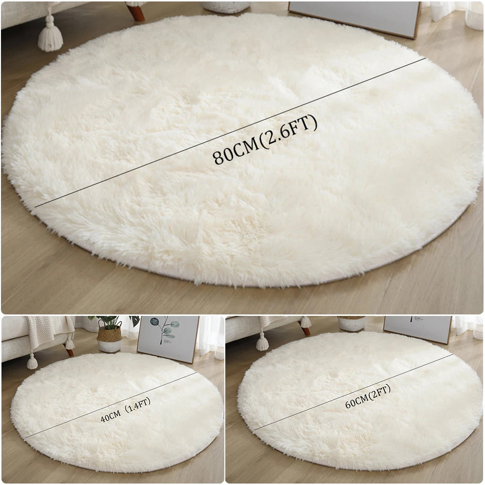 Round Shaggy Rug – Super Soft Fluffy Carpet for Living Room & Bedroom