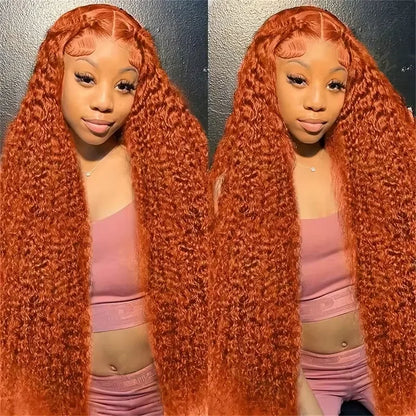 Ginger Orange Curly Lace Front Wig Human Hair 13x4 13x6