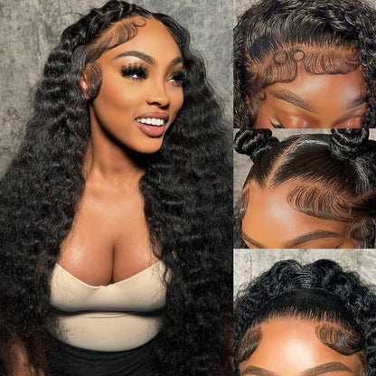 HD Lace Frontal Wig – Deep Wave Curly Human Hair 13x4 & 13x6, 250% Density