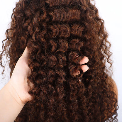 13x4 HD Lace Front Wig Deep Wave Chocolate Brown Human Hair