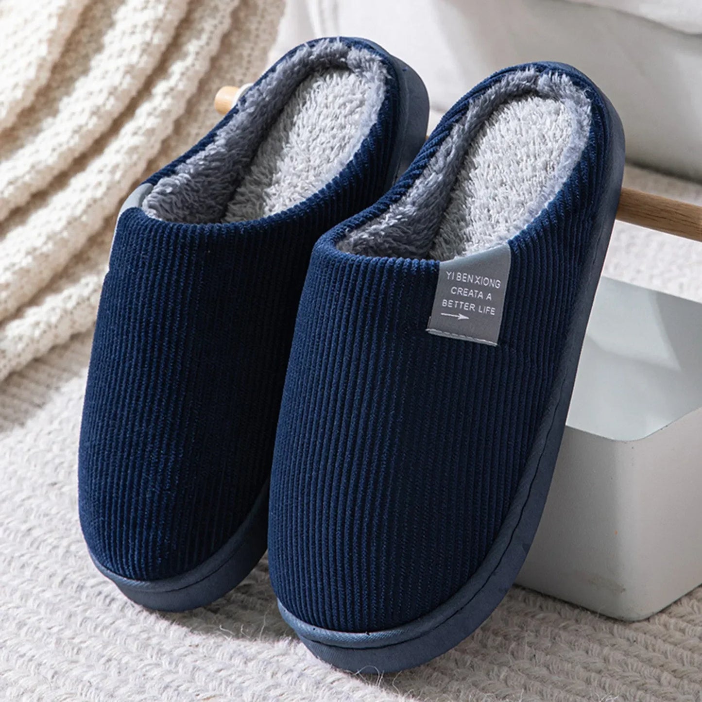 Plush Winter Home Slippers – Warm Anti-Slip Indoor Shoes for Men & Women