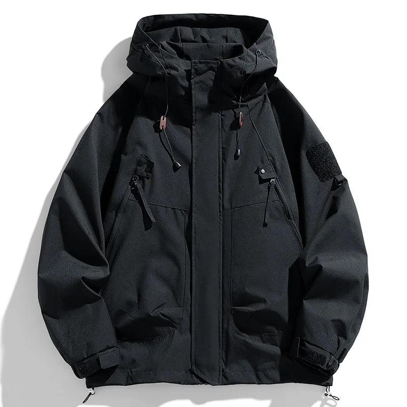 Men's Cargo Hooded Windbreaker Jacket – Waterproof Loose Fit