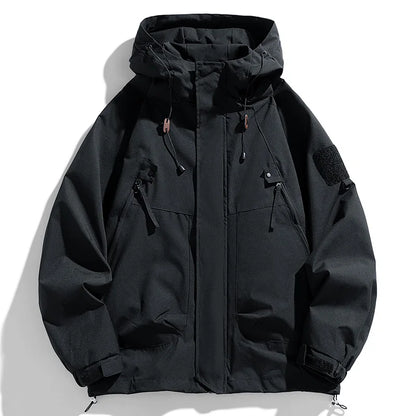 Men's Cargo Hooded Windbreaker Jacket – Waterproof Loose Fit