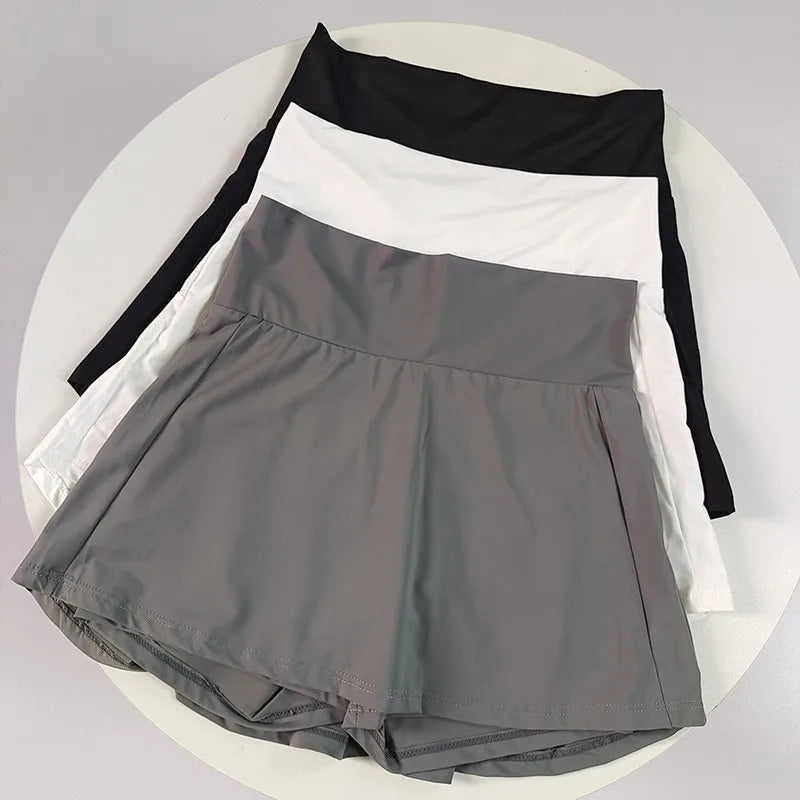 Women's Ice Silk Skort – Quick-Dry High-Waist Tennis Skirt