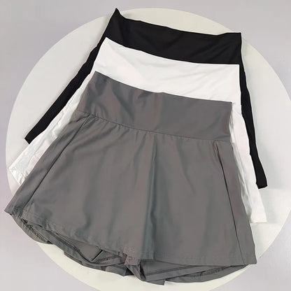 Women's Ice Silk Skort – Quick-Dry High-Waist Tennis Skirt