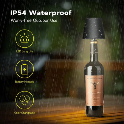 Rechargeable Wireless Led Wine Bottle Lamp Touch Dimming 3 Color Modes Cordless Lampshade Stopper