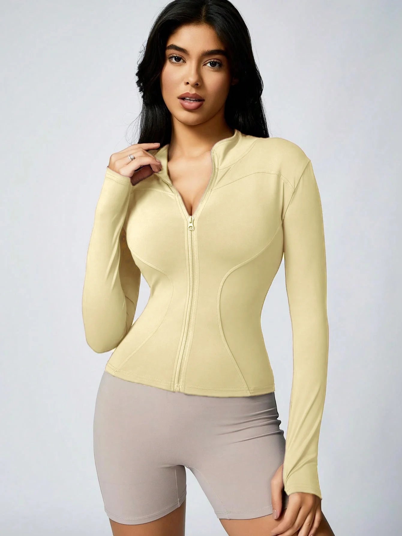 Women's Zip-Up Sports Jacket – Slim Fit Athletic Top