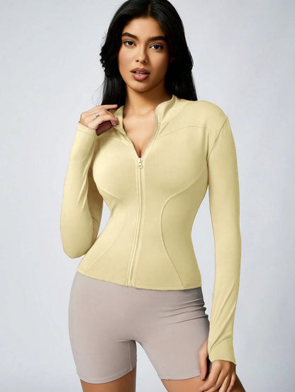 Women's Zip-Up Sports Jacket – Slim Fit Athletic Top