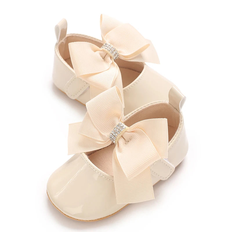 Baby Girl Bow Shoes – Soft Sole Princess Flats