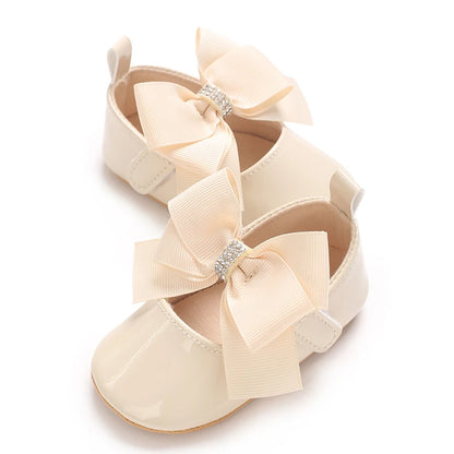 Baby Girl Bow Shoes – Soft Sole Princess Flats