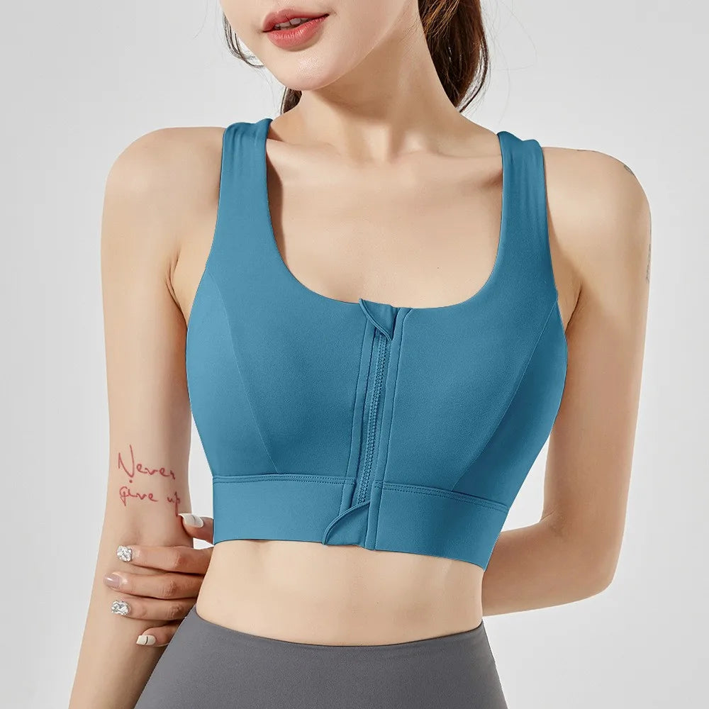 Front Zip Sports Bra – High Impact Quick Dry Workout Top for Women