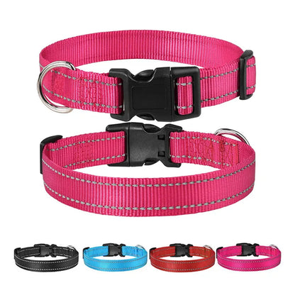 Reflective Dog Collar – Adjustable Nylon Safety Collar for Dogs