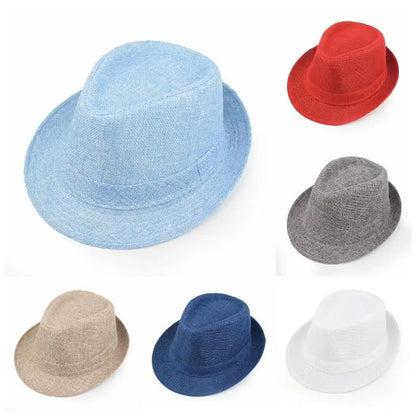 Linen Fedora Hat Unisex Summer Sun Hat with Band