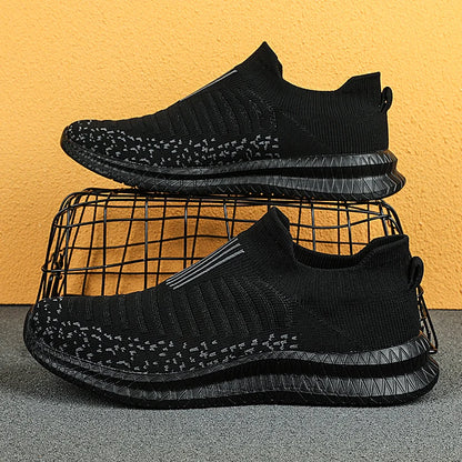 Men's Slip-On Knit Sneakers – Lightweight & Breathable Walking Shoes