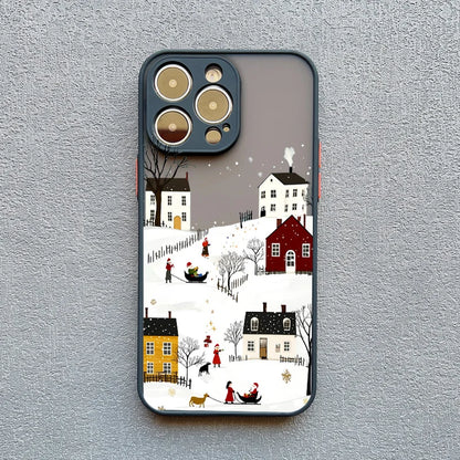 Rural Building Snow Scenery Phone Case Iphone 16 15 Pro Max Plus 14 13 12 Mini 11 Xs X Xr 7 8