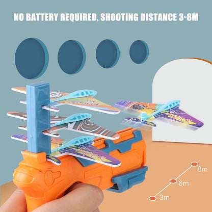 Airplane Launcher Toy Gun – 6 Foam Glider Planes for Kids