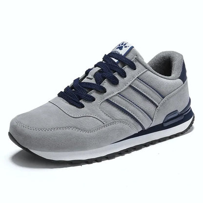 Men's Leather Casual Sneakers – Lightweight Lace-Up Retro Shoes