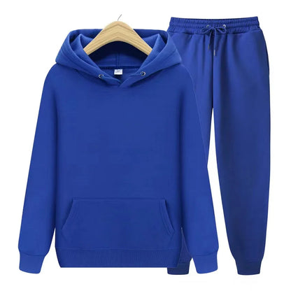 Women's Hoodie & Jogger Two-Piece Set – Casual Solid Color Tracksuit
