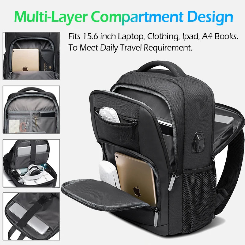 Laptop Backpack 15.6 Inch with USB Charging Port – Waterproof Travel Bag