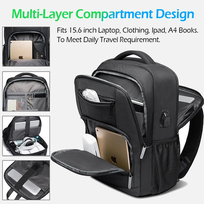 Laptop Backpack 15.6" with USB Charging Port – Waterproof Travel Bag
