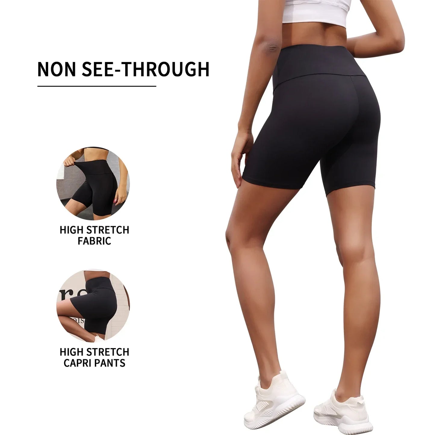 Women's High-Waist Biker Shorts – Tummy Control, No See-Through