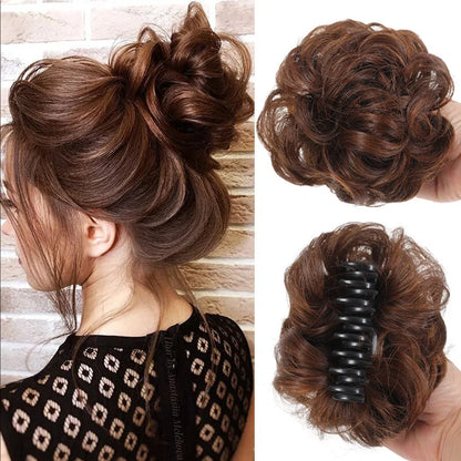 Claw Clip Messy Bun Hair Piece Curly Wavy Synthetic Updo