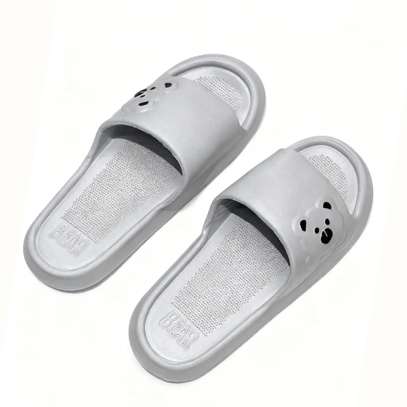 Summer Cartoon Bear Indoor Slippers Women Lightweight Soft Eva Slides Woman Comfort Home Bathroom