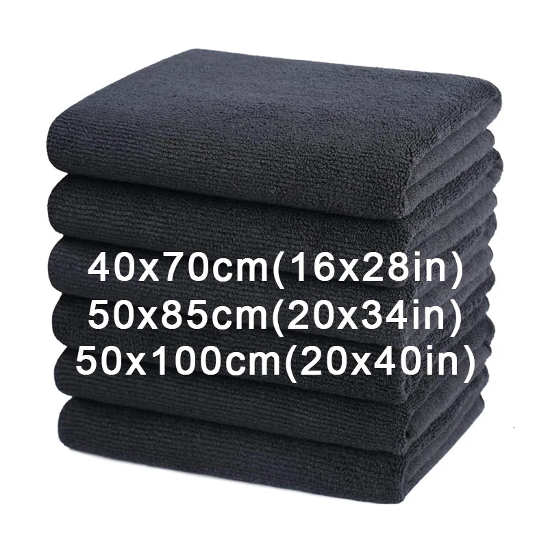 Microfiber Salon Towels – Bleach-Proof, Soft & Highly Absorbent (Black)