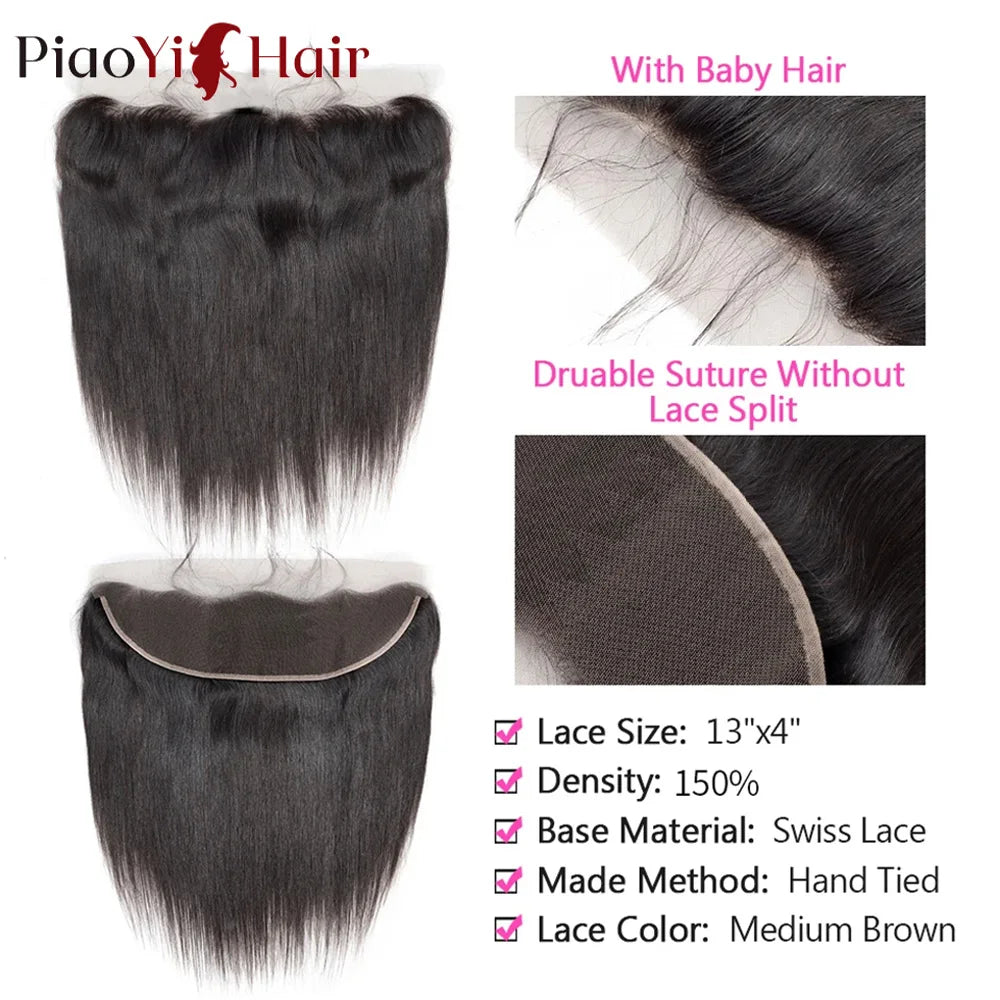 Frontal Only 13x6 Straight 13x4 Hd Lace Brazilian Human Hair Preplucked 4x4 5x5 6x6 Transparent 2x6