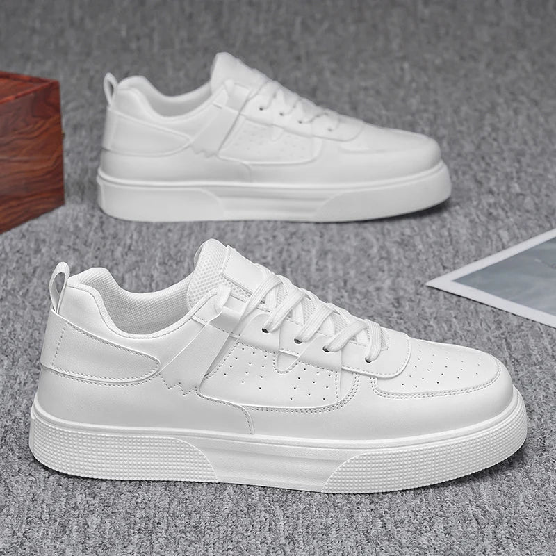 Men's Minimalist White Sneakers – Lightweight Casual Lace-Up