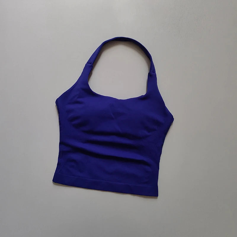 Halter Sports Bra for Women – Longline Shockproof Yoga Gym Top