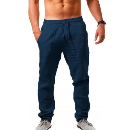 Men's Linen Wide-Leg Pants – Casual Drawstring Trousers