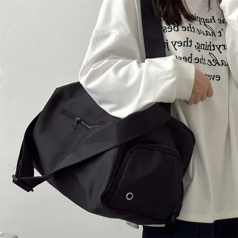 Large Canvas Shoulder Bag – Women's Crossbody Tote for Travel, Yoga & Daily Use