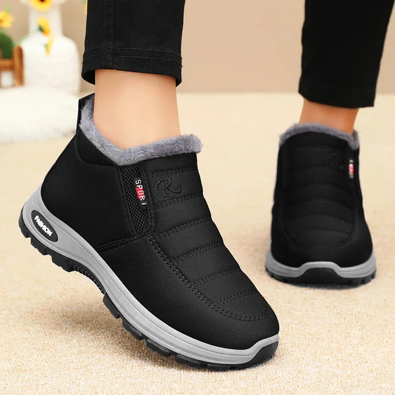 Women's Waterproof Snow Boots – Plush-Lined Warm Ankle Boots