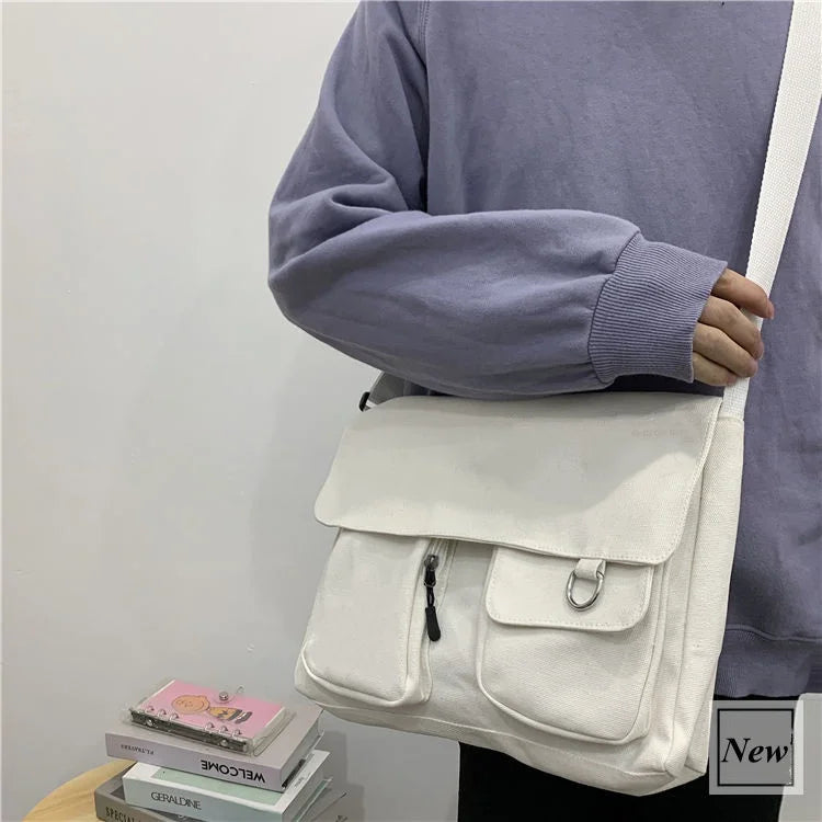Cute Canvas Crossbody Bag – Kawaii Messenger Shoulder Bag for Women