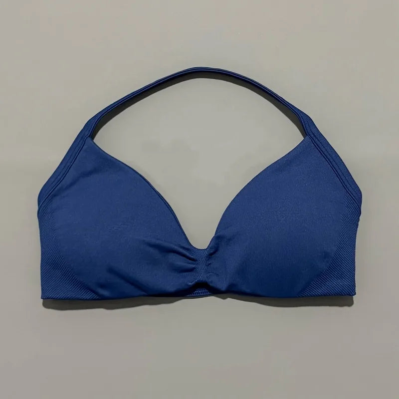 Seamless Halter Sports Bra – Women's Push-Up Gym Bra
