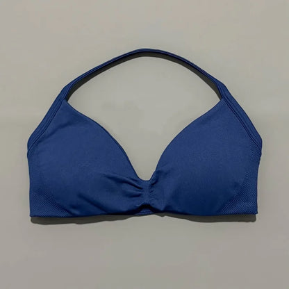 Seamless Halter Sports Bra – Women's Push-Up Gym Bra
