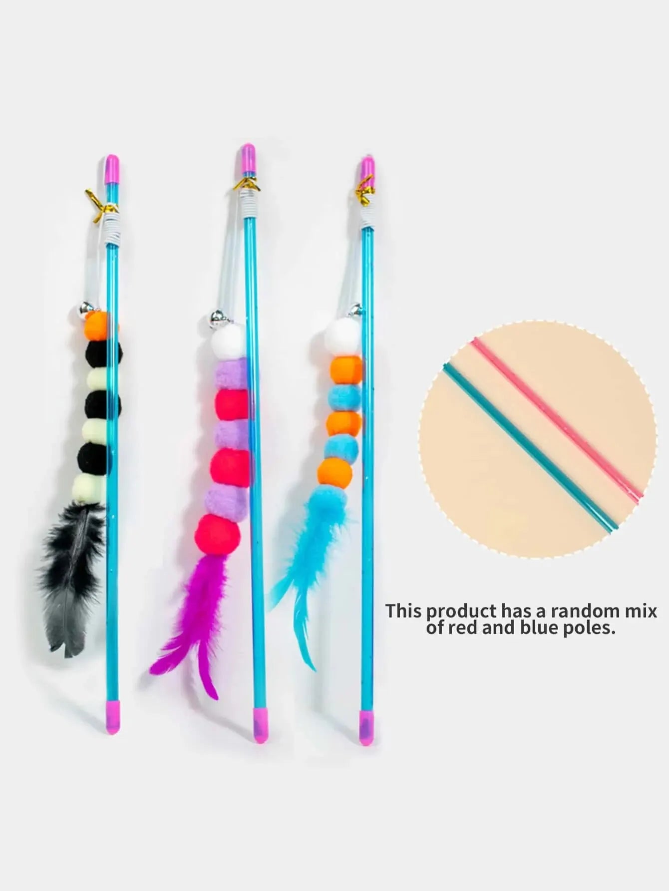 Cat Wand Toy – Elastic String Faux Fur Bug Teaser Stick